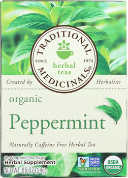 TRADITIONAL MEDICINALS: Organic Peppermint Herbal Tea 16 Tea Bags, 0.85 oz