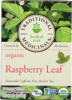 TRADITIONAL MEDICINALS: Organic Raspberry Leaf Caffeine Free Herbal Tea 16 Tea Bags, 0.85 oz