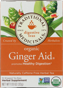 TRADITIONAL MEDICINALS: Organic Ginger Aid Herbal Tea 16 Tea Bags, 1.13 oz