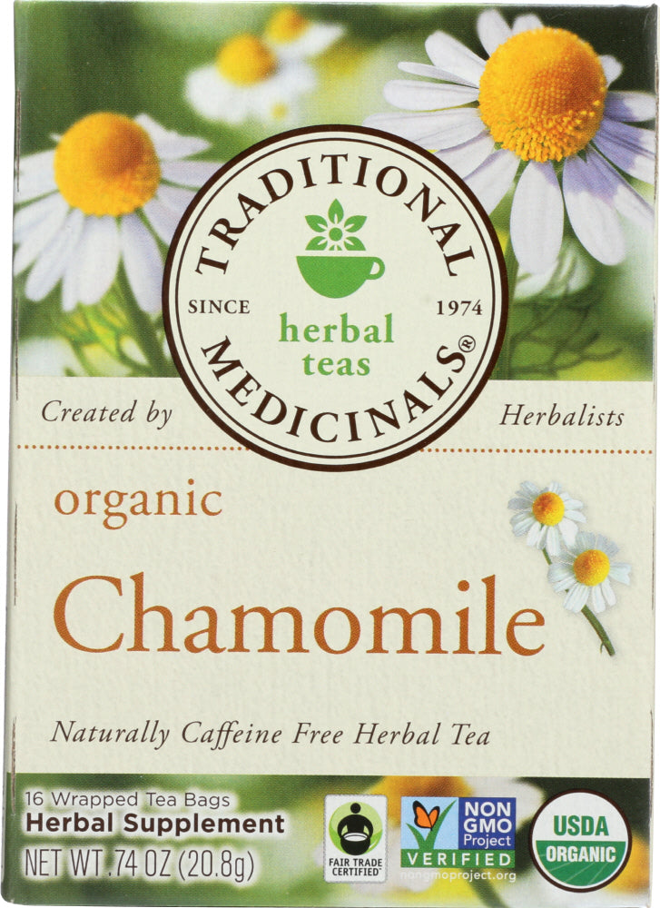 TRADITIONAL MEDICINALS: Organic Chamomile Calmative and Digestive Herbal Tea 16 tea bags, 0.74 oz