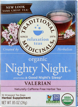 TRADITIONAL MEDICINALS: Relaxation Teas Organic Nighty Night Valerian Caffeine Free 16 Tea Bags, 0.85 oz