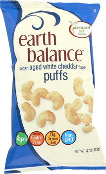 EARTH BALANCE: Vegan Aged White Cheddar Flavor Puffs, 4 oz