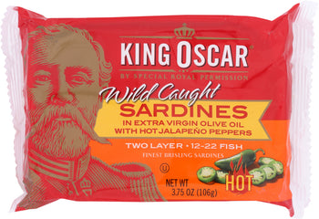 KING OSCAR: Brisling Sardines With Hot Jalape?o Peppers, 3.75 oz