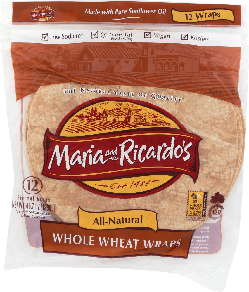 MARIA & RICARDOS: All Natural Whole Wheat Wraps, 45.7 oz