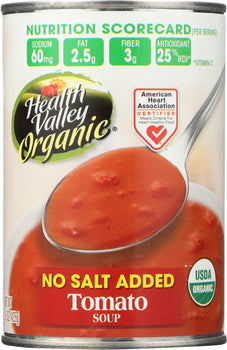 HEALTH VALLEY: Organic Tomato Soup No Salt Added, 15 Oz