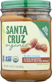 SANTA CRUZ: Dark Roasted Creamy Peanut Butter, 16 oz