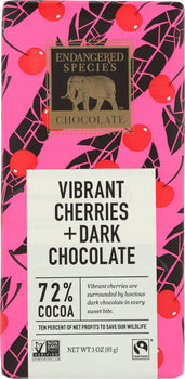 ENDANGERED SPECIES: Vibrant Cherries Dark Chocolate, 3 oz