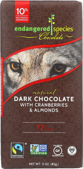 ENDANGERED SPECIES: Dark Chocolate Bar with Cranberries & Almonds, 3 oz