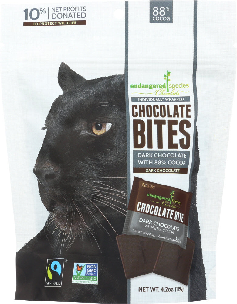 ENDANGERED SPECIES: Chocolate Bites Dark Chocolate with 88% Cocoa, 4.2 oz