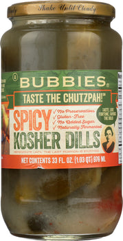 BUBBIES: Spicy Pickle Kosher Dill, 33 oz