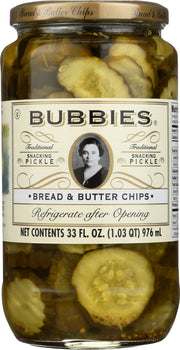 BUBBIES: Pickle Bread and Butter Chips, 33 oz