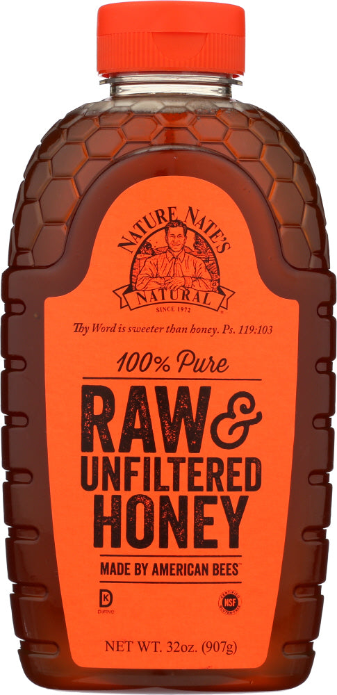 NATURE'S NATE: 100% Pure Raw & Unfiltered Honey, 32 oz