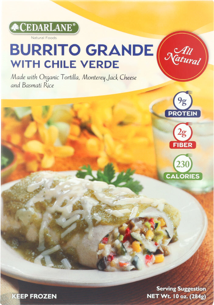 CEDARLANE: Burrito Grande with Chili Verde Sauce, 10 oz