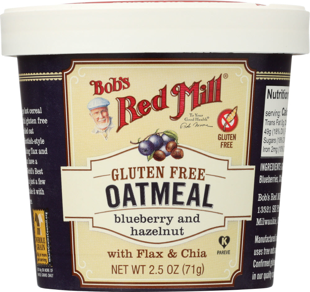 BOB'S RED MILL: Gluten Free Oatmeal Cup Blueberry and Hazelnut with Flax & Chia, 2.5 oz