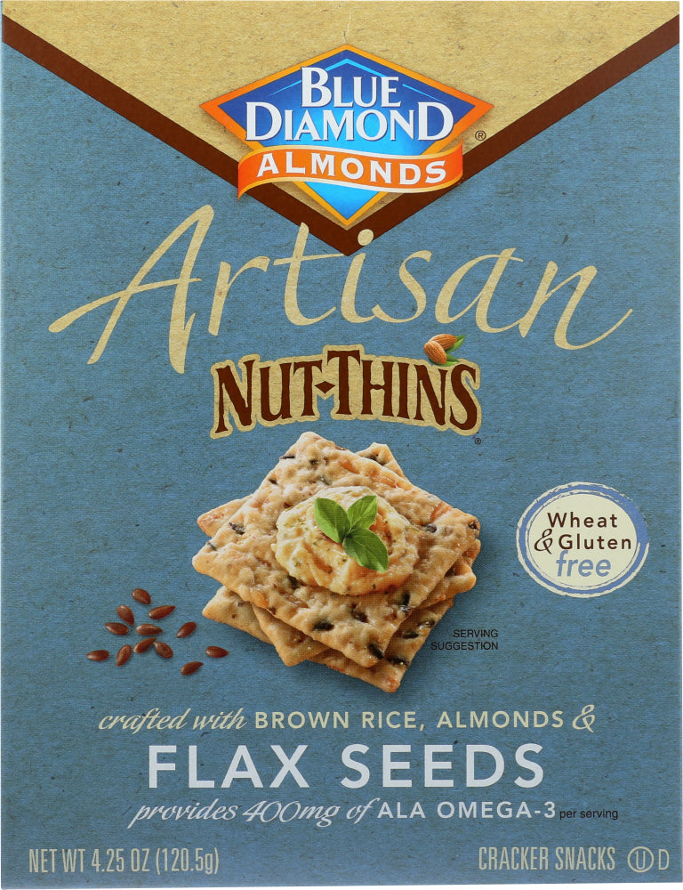 BLUE DIAMOND: Nut Thins Artisan With Almonds & Flax, Wheat & Gluten Free, 4.25 oz