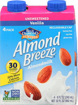 BLUE DIAMOND: Almond Breeze Unsweetened Vanilla Pack of 4, 32 oz