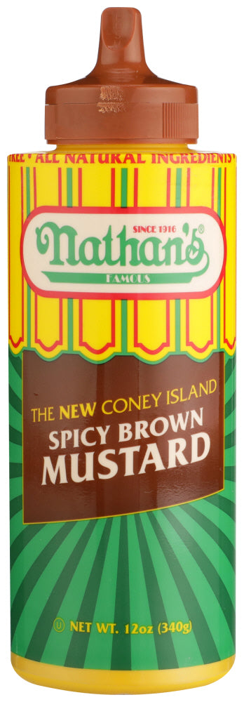 NATHANS: Mustard Spicy Brown Squeeze, 12 oz