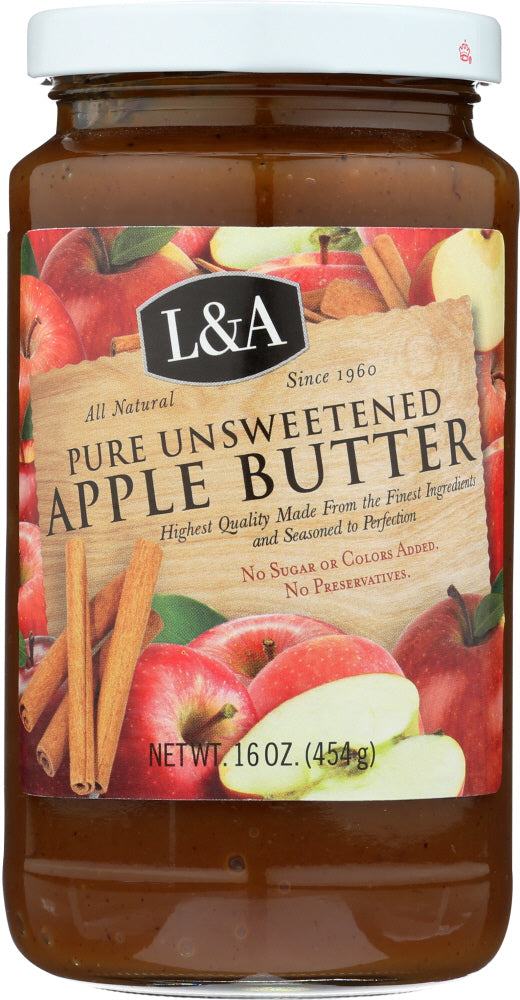 L&A: Pure Unsweetened Apple Butter, 16 oz