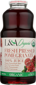 L & A JUICE: Fresh Pressed Pomegranate Organic Juice, 32 Oz