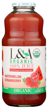 L & A JUICE: Organic Watermelon Strawberry Juice, 32 Oz