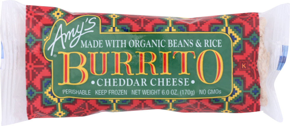 AMY'S: Beans & Rice Cheddar Cheese Burrito, 6 oz