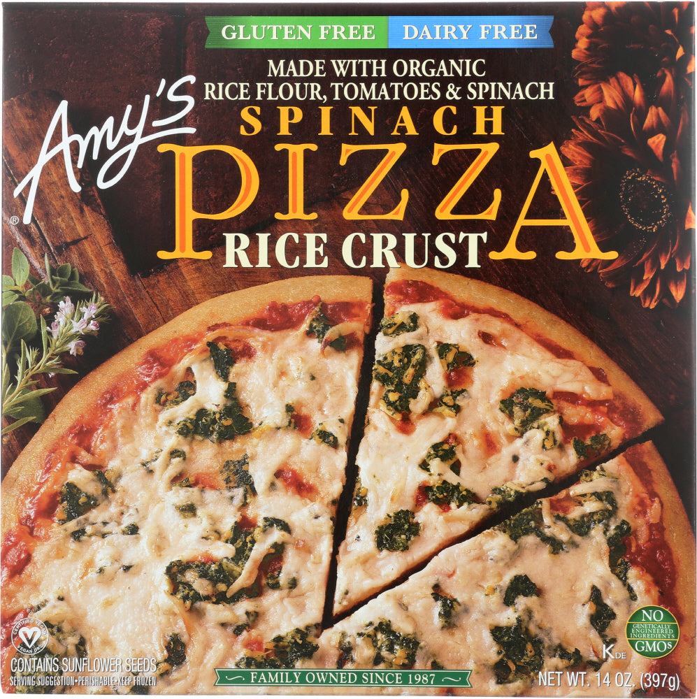 AMY'S: Gluten Free Spinach Pizza Rice Crust, 14 oz