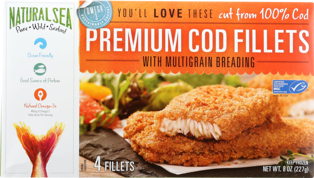 NATURAL SEA: Premium Cod Fish Fillets, 8 oz