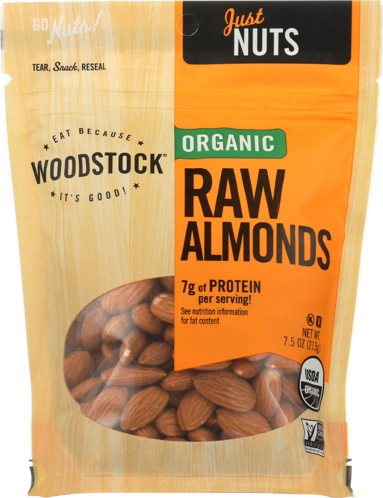 WOODSTOCK: Almonds Raw Organic, 7.5 oz