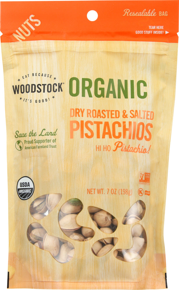 WOODSTOCK: Pistachios Organic Dry Roasted and Salted, 7 oz