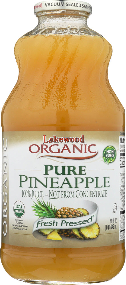 LAKEWOOD ORGANIC: 100% Pure Pineapple Juice, 32 oz