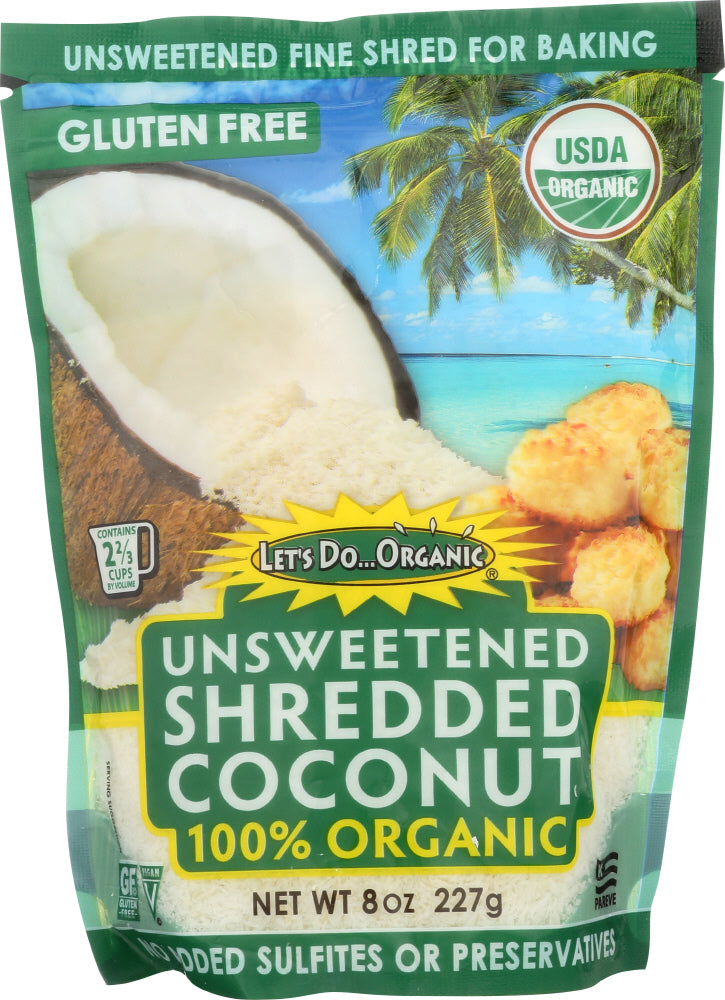 LET'S DO ORGANIC: Shredded Coconut Unsweetened, 8 oz