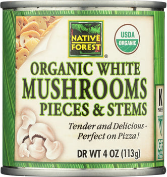 NATIVE FOREST: Organic White Mushroom Pieces and Stems, 4 oz