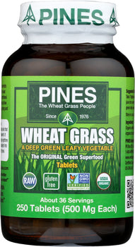 PINES WHEAT GRASS: Organic Wheat Grass 500 mg, 250 Tablets