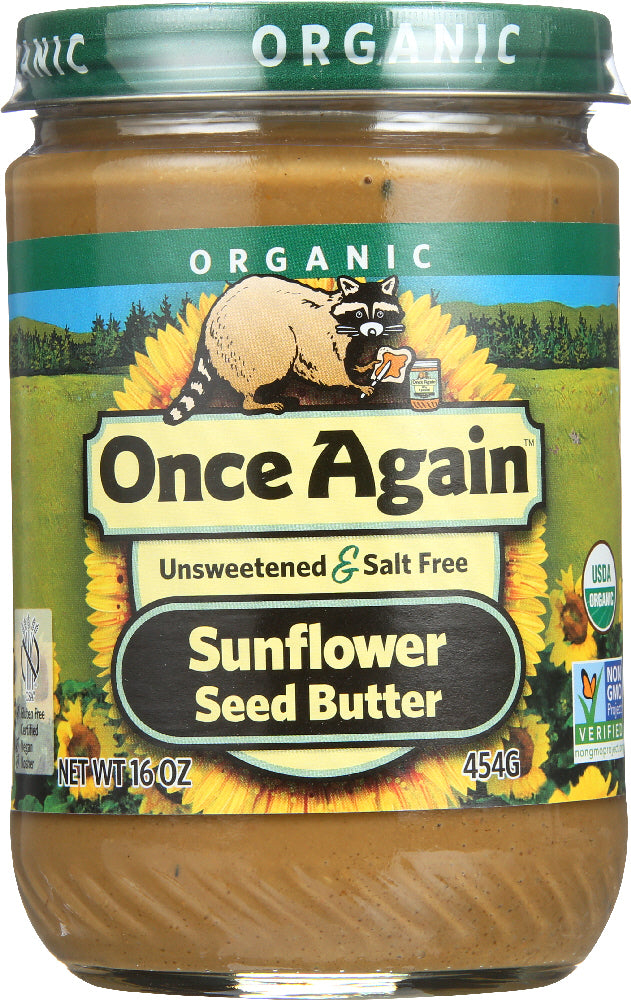 ONCE AGAIN: Organic Sunflower Seed Butter Unsweetened & Salt Free, 16 oz