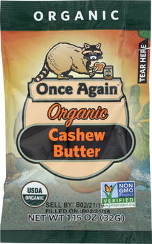 ONCE AGAIN: Cashew Butter Squeeze Pack Organic, 1.15 oz