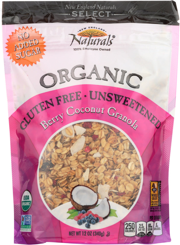 NEW ENGLAND NATURAL: Granola Gluten Free Unsweetened Berry Coconut, 12 oz