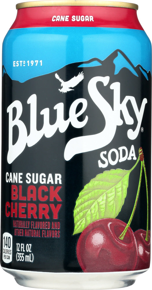 BLUE SKY: Cane Sugar Soda Black Cherry 6-12oz, 72 oz