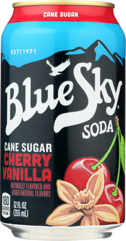 BLUE SKY: Cane Sugar Soda Cherry Vanilla 6-12oz, 72 oz