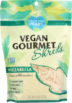 FOLLOW YOUR HEART: Mozzarella Cheese Alternative Shreds, 8 oz