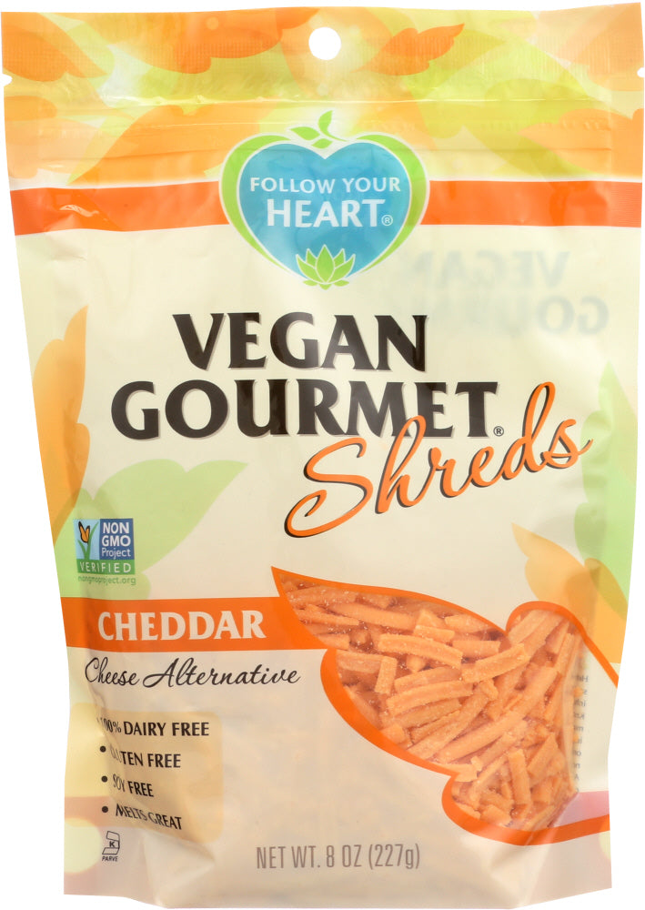 FOLLOW YOUR HEART: Cheddar Cheese Alternative Shreds, 8 oz