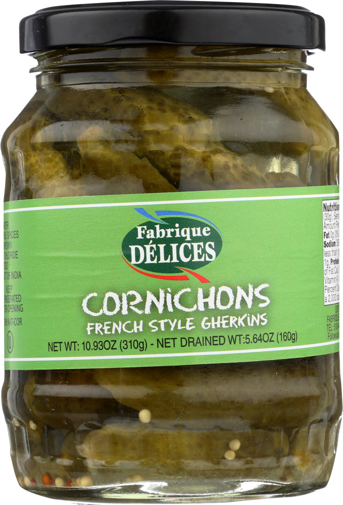 FABRIQUE DELICES: Cornichons French Style Gherkins Glass Jar, 10.93 oz