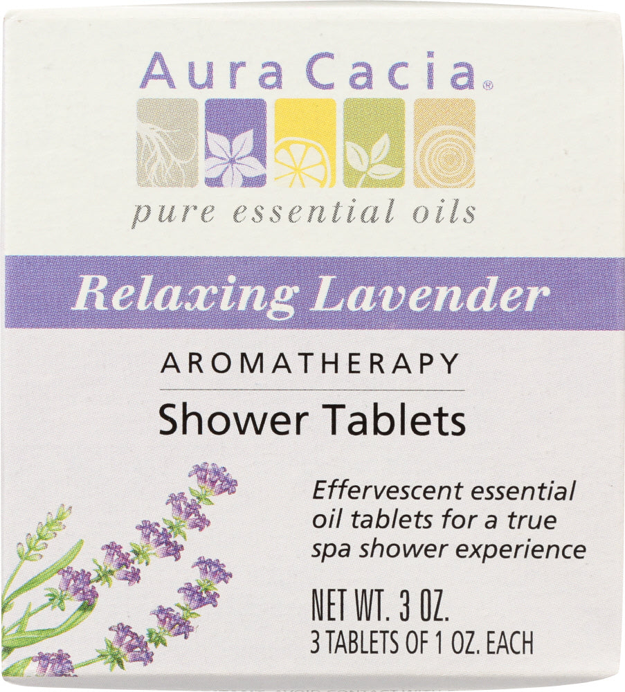 AURA CACIA: Aromatherapy Shower Tablets Relaxing Lavender 3 tablets (1 oz each), 3 oz