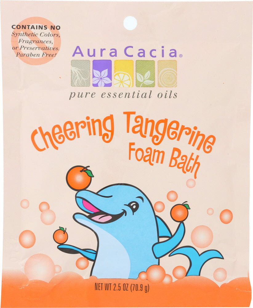 AURA CACIA: Tangerine & Sweet Orange Essential Oils Cheering Foam Bath, 2.5 oz