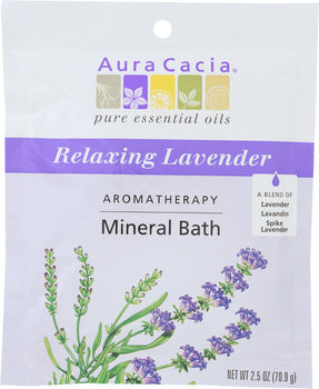 AURA CACIA: Aromatherapy Mineral Bath Relaxing Lavender, 2.5 oz