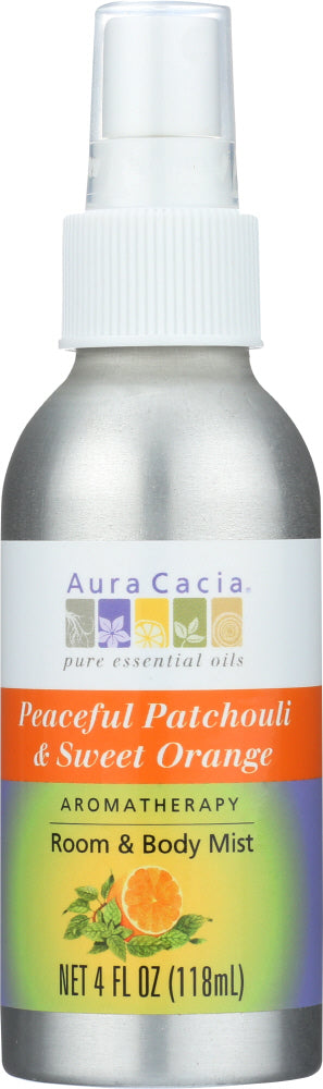 AURA CACIA: Peaceful Patchouli & Sweet Orange Room & Body Mist, 4 oz