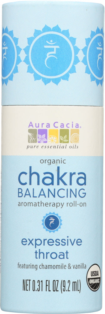 AURA CACIA: Chakra Balancing Aromatherapy Roll On Expressive Throat, 0.31 oz