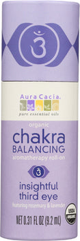 AURA CACIA Organic Insightful Third Eye Chakra Balancing Roll On, 0.31 oz