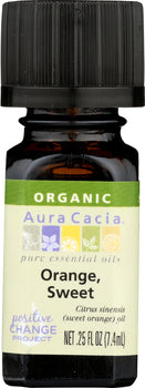 AURA CACIA: Organic Orange Sweet Essential Oil, 0.25 oz