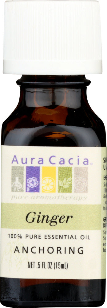 AURA CACIA: 100% Pure Essential Oil Ginger, 0.5 Oz