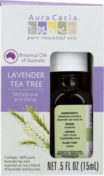 AURA CACIA: Essential Oil Pure Lavender Tea Tree, 0.5 oz